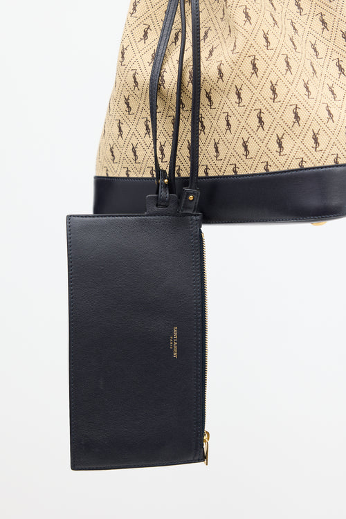 Saint Laurent 2019 Beige & Black Canvas Monogram Bucket Bag