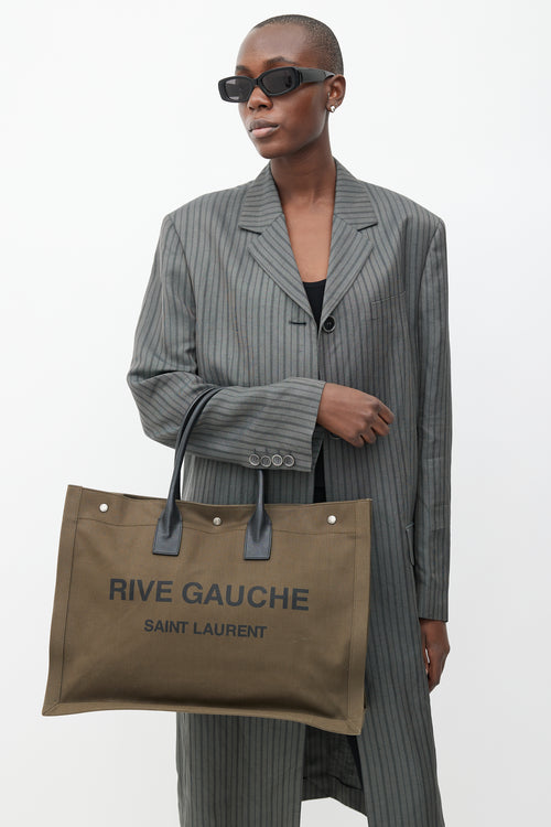 Saint Laurent 2019 Khaki Green Canvas Large Rive Gauche Tote