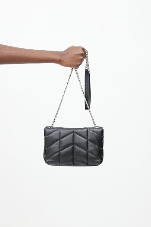 Saint Laurent 2020 Black & Silver Quilted Puffer Toy Bag