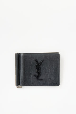 Saint Laurent 2020 Embossed Leather Bill Clip Wallet