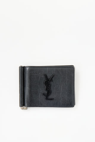 Saint Laurent 2020 Embossed Leather Bill Clip Wallet