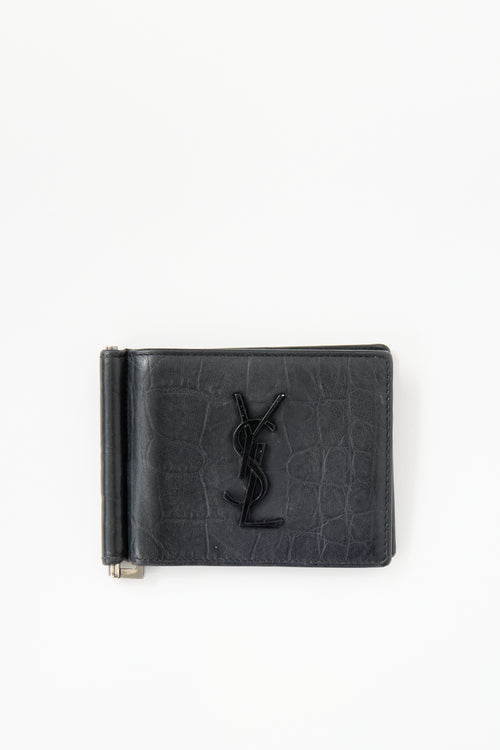 Saint Laurent 2020 Embossed Leather Bill Clip Wallet