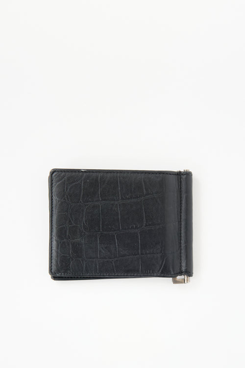 Saint Laurent 2020 Embossed Leather Bill Clip Wallet
