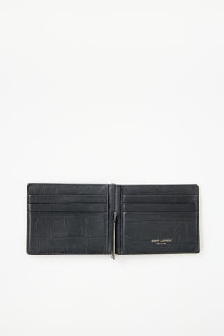Saint Laurent 2020 Embossed Leather Bill Clip Wallet