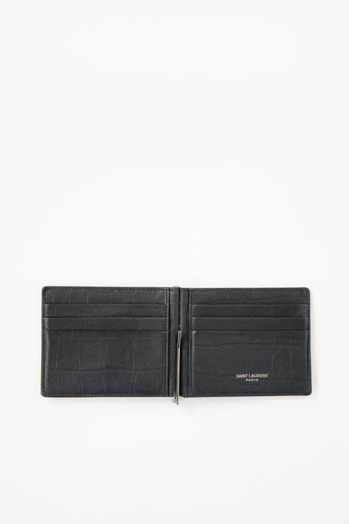 Saint Laurent 2020 Embossed Leather Bill Clip Wallet