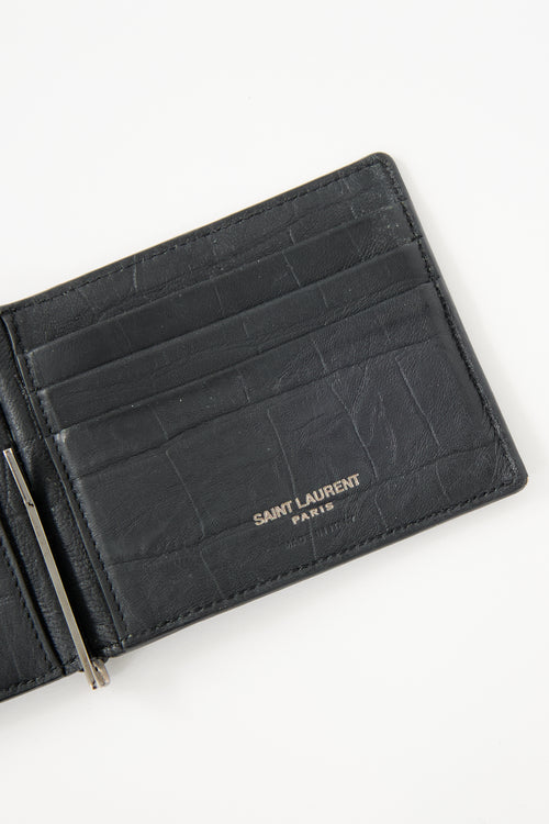 Saint Laurent 2020 Embossed Leather Bill Clip Wallet
