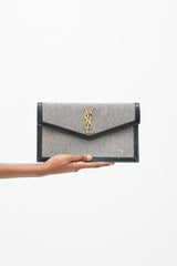 Saint Laurent 2021 Black & White Canvas Uptown Pouch