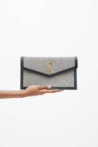 Saint Laurent 2021 Black & White Canvas Uptown Pouch