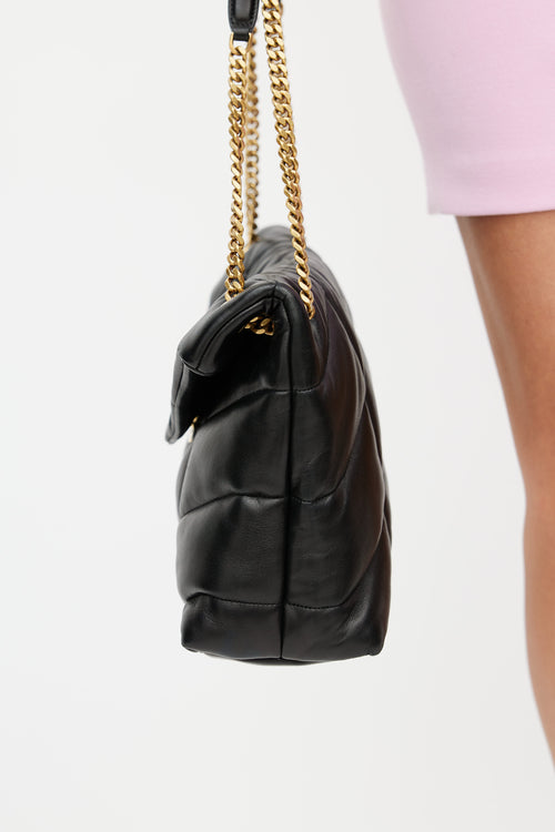 Saint Laurent 2022 Black Leather Medium Puffer Bag