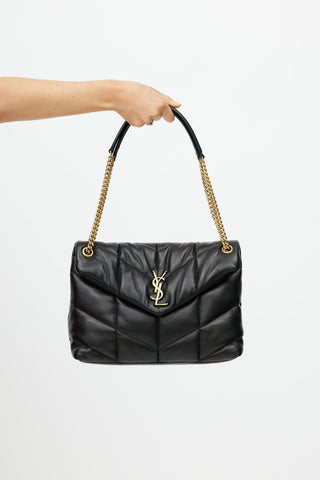 Saint Laurent 2022 Black Leather Medium Puffer Bag