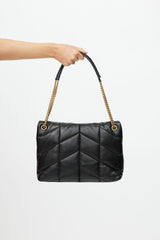 Saint Laurent 2022 Black Leather Medium Puffer Bag