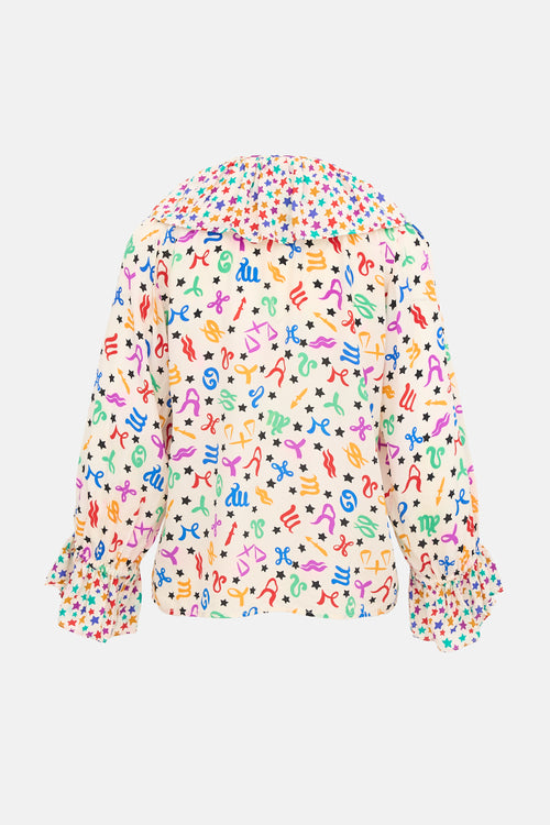 Saint Laurent 80s Silk Zodiac Blouse