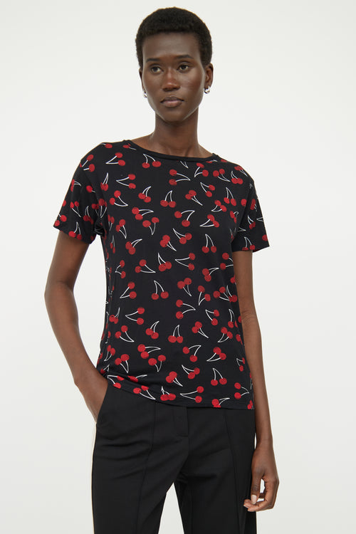 Saint Laurent Black & Red Cherry T-shirt