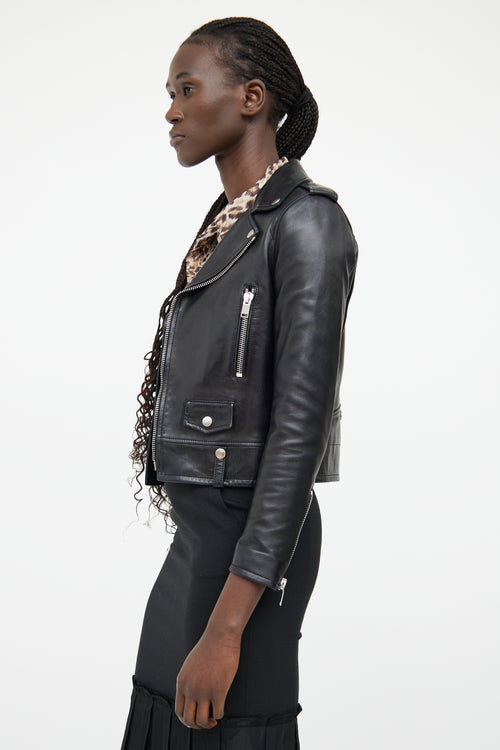 Saint Laurent Black Leather Moto Jacket