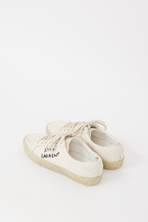 Saint Laurent Beige & Black Court Classic Distressed Sneaker