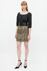 Saint Laurent Beige & Black Metallic Skirt
