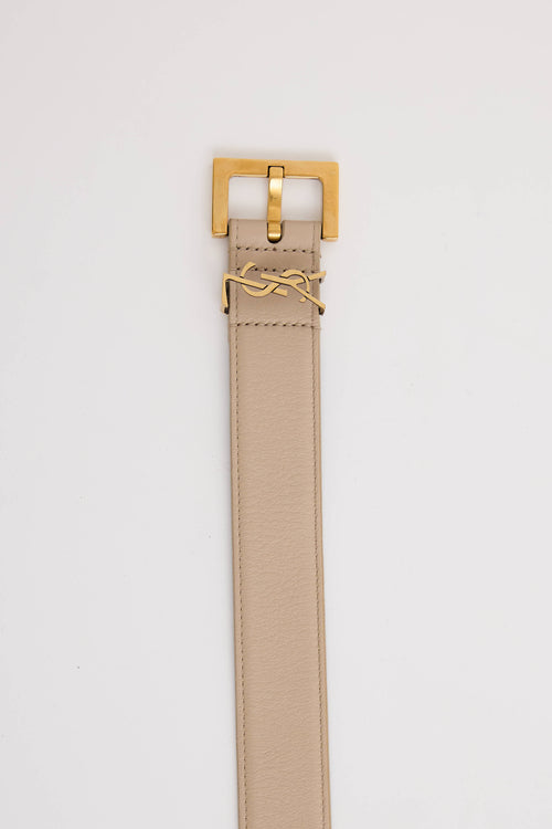 Saint Laurent Leather Cassandre YSL Narrow Belt