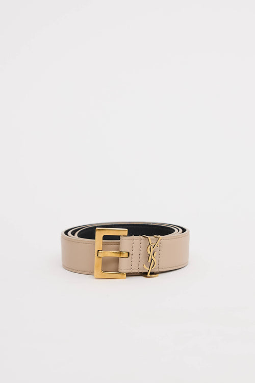 Saint Laurent Leather Cassandre YSL Narrow Belt