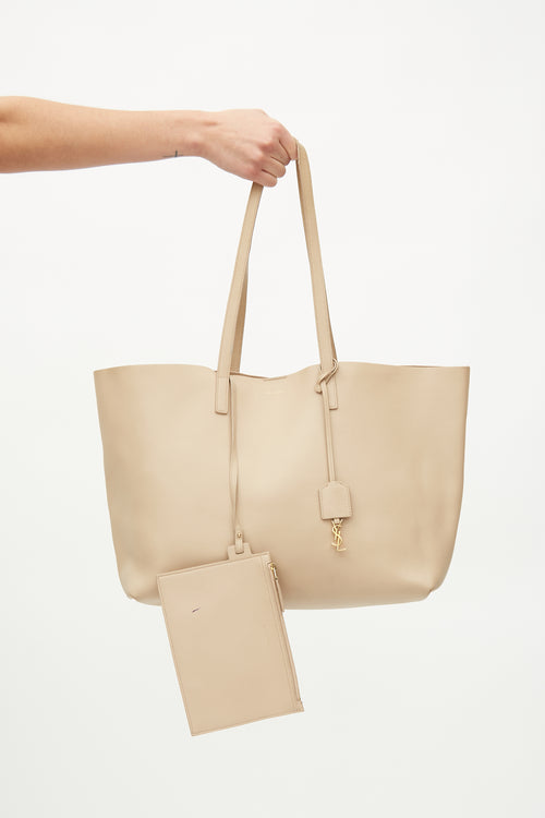 Saint Laurent Beige Leather Shopping Tote