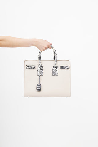 Saint Laurent Beige & Multicolour Print Sac De Jour Shoulder Bag
