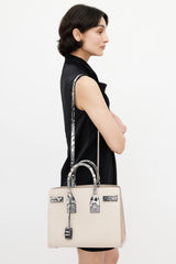 Saint Laurent Beige & Multicolour Print Sac De Jour Shoulder Bag