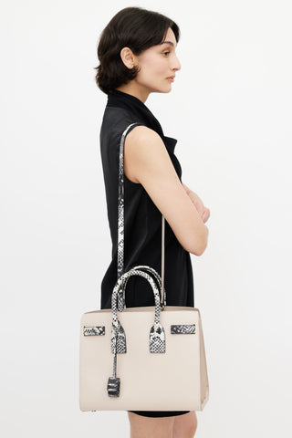 Saint Laurent Beige & Multicolour Print Sac De Jour Shoulder Bag