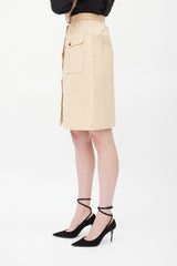 Saint Laurent Beige Pleated Cargo Skirt