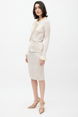 Saint Laurent FW 2004 Beige Quilted Fur Co-Ord Set