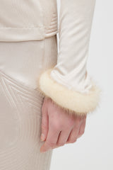 Saint Laurent FW 2004 Beige Quilted Fur Co-Ord Set