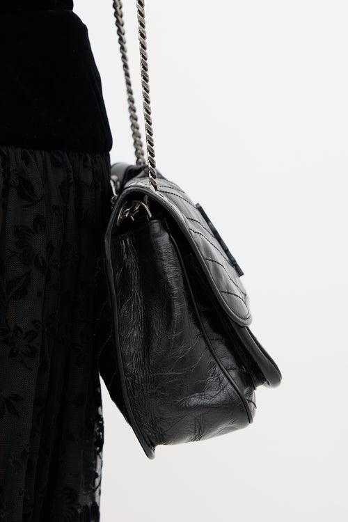 Saint Laurent Black Aged Leather Niki Flap Bag