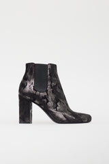 Saint Laurent Black & Silver Camo Chelsea Boot