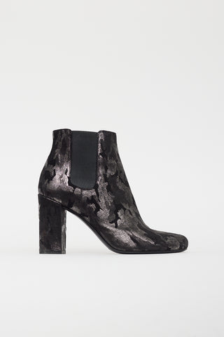 Saint Laurent Black & Silver Camo Chelsea Boot