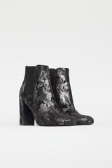 Saint Laurent Black & Silver Camo Chelsea Boot