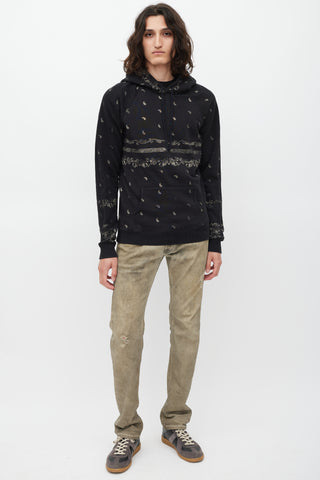 Saint Laurent Black & Beige Paisley Hoodie