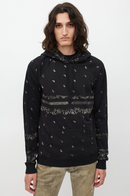 Saint Laurent Black & Beige Paisley Hoodie