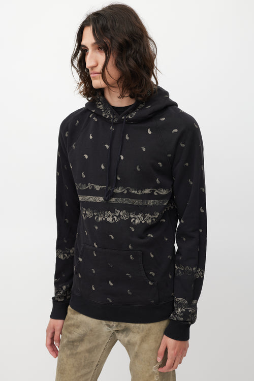 Saint Laurent Black & Beige Paisley Hoodie