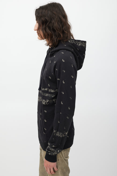 Saint Laurent Black & Beige Paisley Hoodie