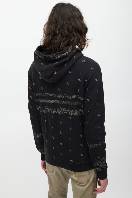 Saint Laurent Black & Beige Paisley Hoodie