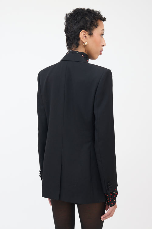 Saint Laurent Black Wool & Silk Peak Lapel Blazer