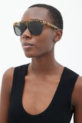 Saint Laurent Black & Brown SL1 Oversized Square Sunglasses