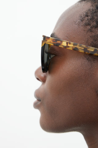Saint Laurent Black & Brown SL1 Oversized Square Sunglasses