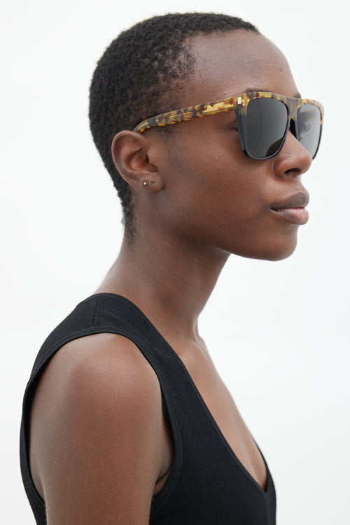 Saint Laurent Black & Brown SL1 Oversized Square Sunglasses