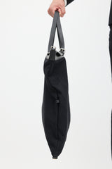 Saint Laurent Black Canvas & Leather Flat Shop Bag