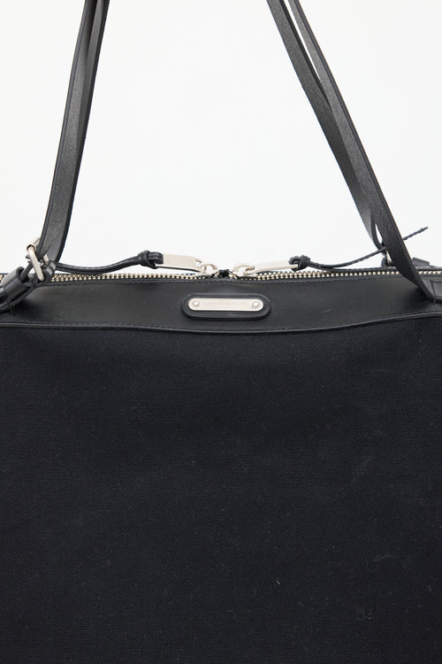 Saint Laurent Black Canvas & Leather Flat Shop Bag