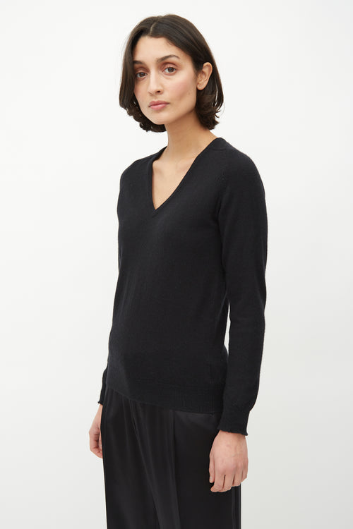 Saint Laurent Black Cashmere V-Neck Sweater