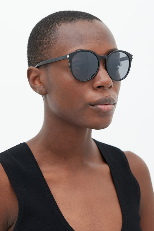 Saint Laurent Black Classic 006 Round Sunglasses