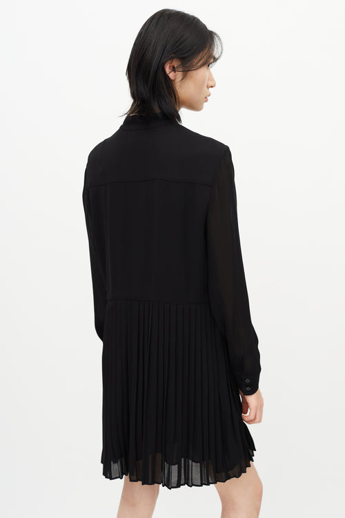 Saint Laurent Black Crepe Pleated Dress