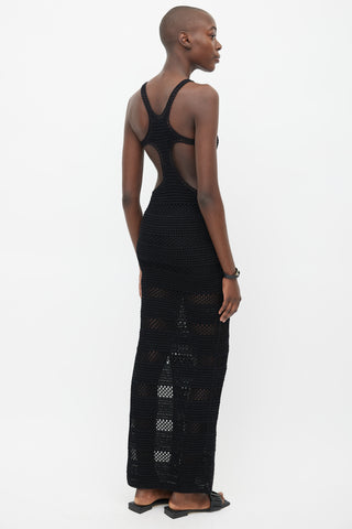 Saint Laurent Black Crochet Cut Out Dress