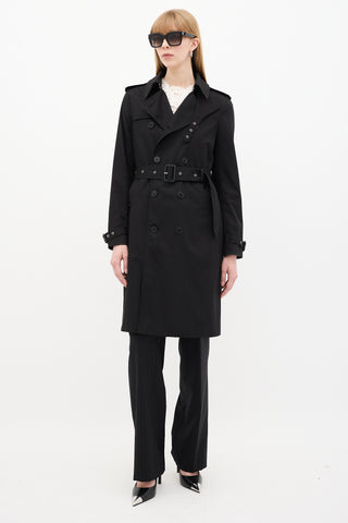 Saint Laurent Black Double Breasted Trench Coat