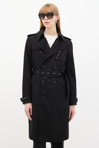 Saint Laurent Black Double Breasted Trench Coat